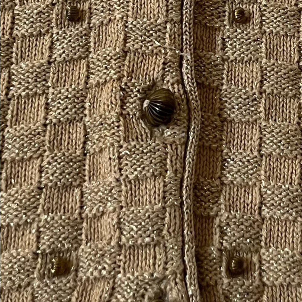 Vtg Lizsport Petite Knit Gold Metallic Vest Size S - Picture 6 of 12